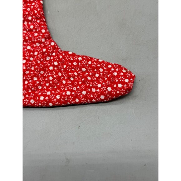 Vintage handmade Quilted Red Christmas Stocking Lace Trim snowflakes 10.5" READ - Picture 5 of 6